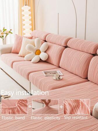 1件装弹力沙发套，防滑全覆盖沙发座套，四季皆宜，加厚面料，可机洗，防尘，宠物友好，家居装饰，可调节尺寸，适用于转角沙发、卧室、办公室、客厅，1/2/3/4人座。