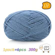 300g 100% reine Strickwolle, ideal für handgemachte Pullover, Mützen, Schals zum Warmhalten im Herbst/Winter, 1 Stück = 6 Knäuel = 300g