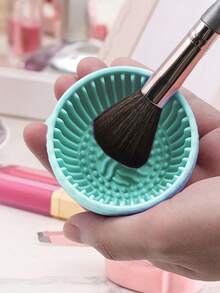 1 件装无味刷子清洁垫，带刷子清洁垫，适用于眉刷、腮红刷、脸刷和眼刷，硅胶化妆刷清洁碗，刷子清洁剂 - 彩色 - 查看 9