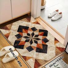1 件豪华经典橙色波西米亚地毯，美式复古对称花卉图案矩形柔软防滑地毯，适用于户外、入口、客厅、卧室、洗衣房、浴室、游戏室，可机洗四季大尺寸装饰垫，家居装饰