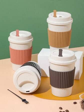 1 件高品质带盖咖啡杯，便携且保温