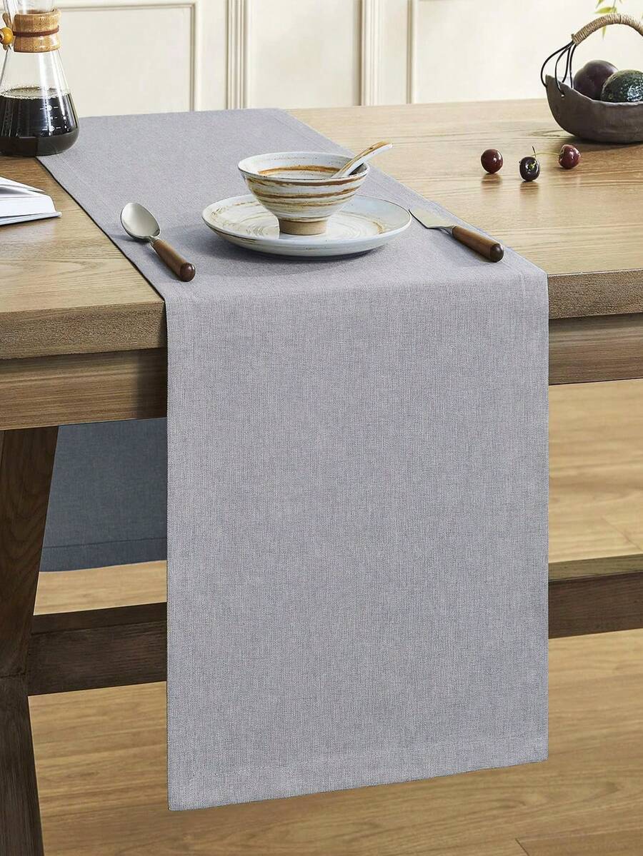 1 件防水、防污厚仿亚麻风格桌旗，粗亚麻农舍波西米亚设计，抗撕裂，耐用桌旗适用于餐厅装饰、厨房装饰、派对、宴会、生日、迎婴派对、婚礼、野餐、户外聚会、庭院布置 - 淺灰色 - 查看 1