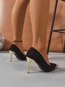 Scarpe tacchi alti nuove per la primavera 2025, donna, tacco sottile, nero, sexy, punta affusolata, versatili, in velluto