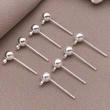 4/6/10 Stücke 18 Karat Goldkugelohrstecker mit Öse, Messing Rundkugelohrstecker für die Herstellung von Perlen-Ohrhängern