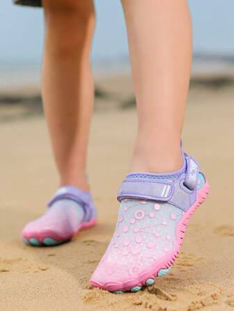 Quick-Dry Kids Outdoor Sports Shoes, Water Shoes, Beach Shoes, For Boys & Girls Ages 3-14, Breathable, Swimming, Beach, Water Play, Rubber Non-Slip Sole, Elastic Strap Magic Dual Anti-Slip, Cartoon Tropical Series