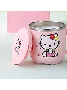 Sanrio 1PC Sanrio Cute Cartoon Hello Kitty 9.47-Ounce Insulated Stainless Steel Coffee Cup With Handle And Lid, Cute , Suitable For Office Or Outdoor Use As A Water Cup, Perfect Gift For Family And Friends,
