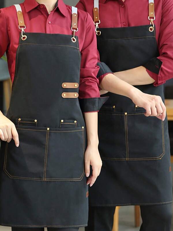 1pc Women's Apron, Waterproof And Oil-Proof Apron With Pockets, Universal Kitchen Apron For Women And Men, For Coffee Bar, Restaurant, Multipurpose Aprons