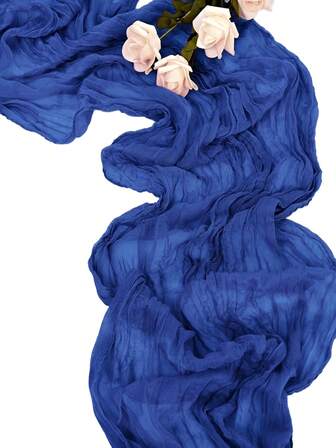 1pc Navy Blue Cheese Cloth Table Runner, Cheesecloth Tablecloth, Boho Wedding Decor, Reception, Bridal Shower, Party Tablecloth