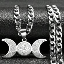 Colar Wicca Lua Crescente Tripla Deusa Bruxa Nó Celta para Mulheres Homens Aço Inoxidável Joia Estética Presente