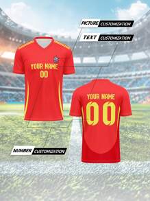 Gepersonaliseerd Bull Legion-shirt, 210 g ademend, snel drogend sportshirt, unisex V-hals voetbaltenue, voor- en achterkant gepersonaliseerd naamnummerlogo, comfortabel voor training, vrijetijdskleding, feestjes
