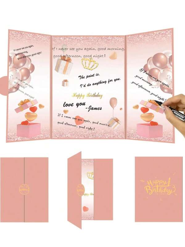 FZZ Rosengold Geburtstags-Partydekorationen für Männer und Frauen, personalisiertes Geburtstags-Gästebuch-Alternative, riesige Geburtstagskarte, DIY Geburtstags-Unterschrifts-Kartonvorlage mit Zahlen-Stickern