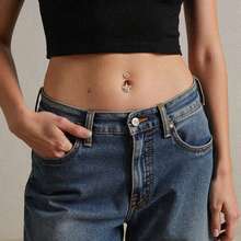 SURGICAL STEEL PIERCING BANANA 2 ZIRCONIA STONES STUDDED STAR - 銀色 - 查看 7