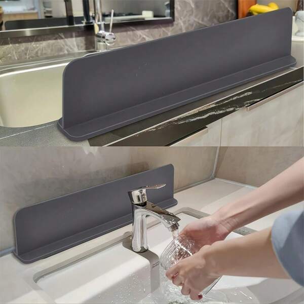 Protector antisalpicaduras de silicona para fregadero, barrera contra salpicaduras de agua para fregaderos de cocina/laboratorio con ventosas, aplicable a fregaderos, lavabos, tazones de verduras, utensilios de cocina (los colores pueden variar ligeramente debido a diferencias de lote)