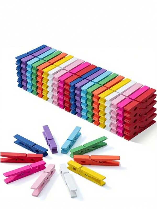30 piezas Pinzas de madera de colores decorativas DIY para fotos, pinzas de ropa de madera de colores pequeñas para decorar