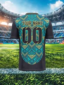 Maßgeschneidertes Sportjersey, Jamaika, atmungsaktiv schnelltrocknend 210g leicht Frühling/Sommer Unisex V-Ausschnitt Sportteam Club Training Fußball-Top, Front/Rückseite Namens- Nummer- Logo-Muster, lässiger, bequemer Sitz für Alltag, Party, Treffen