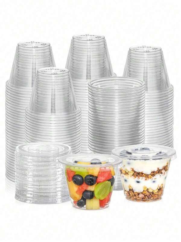 50 piezas Vasos de plástico transparente de 120ml/60ml con tapa, adecuados para café helado, batidos, milkshakes y cualquier bebida fría, apropiado para bodas, fiestas del Día de la Madre y graduaciones
