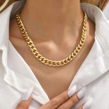 1 pieza Collar de cadena metálica gruesa de estilo punk para mujeres