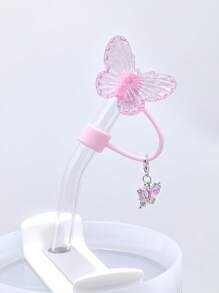 10 mm/0,4 pol. Tampas de Palha de Silicone para Copo, Acessórios Compatíveis com , Copo de 30/40 Oz com Alça, Tampa de Palha com Design de Borboleta, Tampa de Palha com Borboleta Colorida de Glitter, Tampa de Palha com Pingente de Borboleta, Tampa de Palha com Borboleta a Laser, Tampa de Palha à Prova de Poeira e Decoração Fofa de Borboleta, Presentes para Aniversário, Dia dos Namorados, Reunião Familiar, Dia das Mães