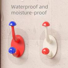 1pc Resin Material Mushroom Shaped Dark Color Wall Hook, Waterproof, No Drilling, Load Bearing, For Dorm, Bathroom, Kitchen, Entry Door
