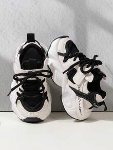 2024 Spring New Fashionable Kids Chunky Sneakers, Boys Sports Shoes & Girls Breathable Mesh Running Shoes - Black - View 4