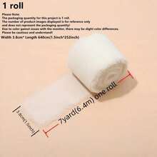 1 Roll 3.8cm * 640cm Chiffon Ribbon Gift Wrapping Ribbon Wedding Party Celebration Decorative Fabric Ribbon Cake Ribbon Craft Supplies DIY Bow Knot Bouquet Handle Ribbon - Multicolor - View 3