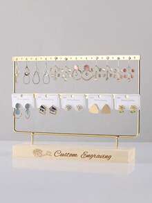 (Custom) 1pc 2-Tier Metal Earring Holder Organizer Display Rack, Jewelry Stand For Studs & Clips, Home Use - Multicolor - View 4