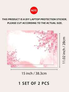 2pcs Peach Blossom Pattern Laptop Skin Stickers, Made Of High-Quality Waterproof And Scratch-Resistant PVC Material, Suitable For All Models, Can Add Personalized Decoration And Protect The Laptop Surface, Peel And Stick, No Trace Left. Experience The Unique Style Immediately! - Multicolor - View 3