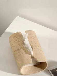 1pc Elegant Resin Rectangular Tissue Box Holder, 7.9" X 5.3" Arched Tissue Paper Dispenser Box, Faux Stone Design, Suitable For Home And Bathroom Decor, Bedroom And Living Room Tabletop Storage, Office Home Decoration - Multicolor - View 5