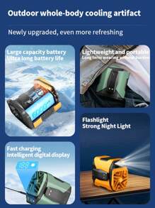 Portable Waist Fan, Waist Clip Portable Personal Body Fan,Rechargeable Hands-Free Neck Fan With 17500 RPM Strong Airflow, 100 Adjustable Speeds, LED Display, Lightweight Design, Perfect For Outdoor, Jobsite, Hiking, Camping Summer Cooling,Beach,Travel