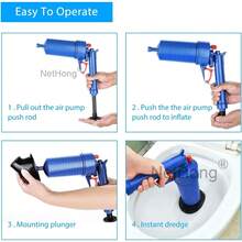 NetHong Drain Blaster Air Pump Sink Plunger Bath Toilet Drain Blockage Remover Unblocker - Blue - View 7
