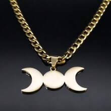 Colar Wicca Lua Crescente Tripla Deusa Bruxa Nó Celta para Mulheres Homens Aço Inoxidável Joia Estética Presente