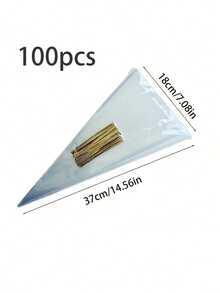 50/100pcs Clear Cone Shaped Cellophane Bags With Golden Twist Ties - Perfect For Packaging Popcorn, Candy, And Food Gifts - Reusable, Durable, And Easy To Use - Ideal For Small Business, Baking Shop, And Party Supplies - Multicolor - View 16