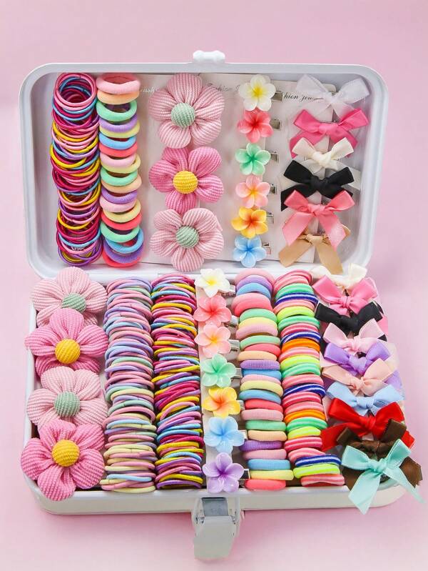 220 pièces Pinces à cheveux en forme de fleurs pour filles, jolis attaches-cheveux de princesse, élastiques, bandeaux de cheveux durables et non dommageables, chouchous, épingles à cheveux à la mode, accessoires capillaires polyvalents, convenant pour un usage quotidien, cadeau