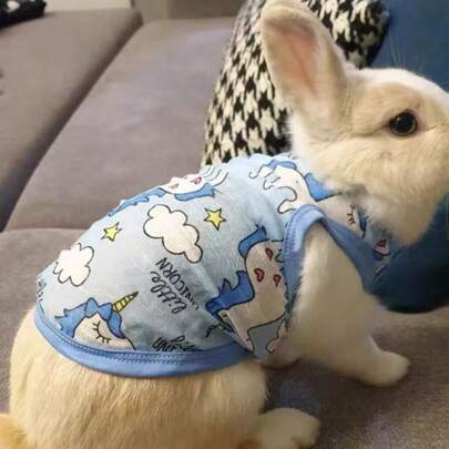 1 Stück süßes Kaninchen Muster Ärmelloses Weste, atmungsaktive und bequeme Haustierbekleidung für Kaninchen, Hunde, Katzen, Frettchen und andere kleine Tiere