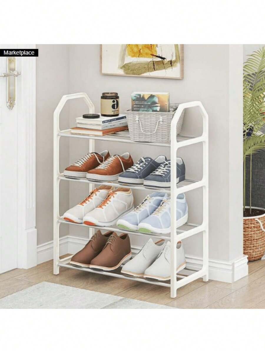 Estante organizador de zapatos de 4 niveles sencillo, vertical y de gran capacidad, ideal para mantener orden en entradas, closets, dormitorios, estructura práctica y ligera, fácil montaje, adecuada para familias y espacios modernos, optimiza almacenamiento y protege calzado de polvo - Multicolor - Ver 1