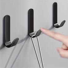 5pcs Adhesive Hooks Towel/Coat Hooks Wall Hooks Stick On Bathroom Bedroom Living Room Kitchen Black