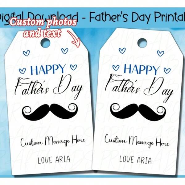 21PCS Father's Day Gift Tags, Happy Fathers Day, Printable Fathers Day Favor Tag, Editable Fathers Day Gift Tag, Fathers Day Printable