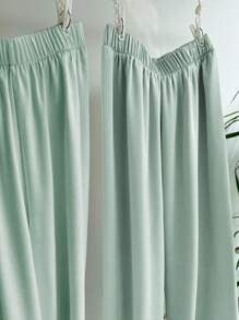 Damen Frühling/Sommer elegantes Lässig Set bestehend aus dünnem Jacquard Viskose-ähnlichen Stoff V-Ausschnitt Tanktop und geraden Hose, 2-teilig