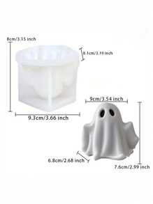 1 pieza Molde de vela en forma de fantasma lindo de silicona para velas perfumadas, adecuado para moldeado de resina, elaboración de jabón y manualidades DIY - para decoraciones navideñas y regalos hechos a mano