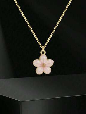 5colors Fashionable Sweet Five-Petal Flower Charm Teen Girls Summer Clavicle Necklace With Stainless Steel Chain For Exquisite Cute Street Party Travel Holiday Summer Beach Vacation Accessory Gift For Daily Versatile Jewelry