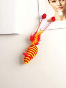 1pc Handmade Woven Pet Cat Toy - Simulated Mouse Toy With Artificial Feathers, Lovely And Attractive For Your Pets