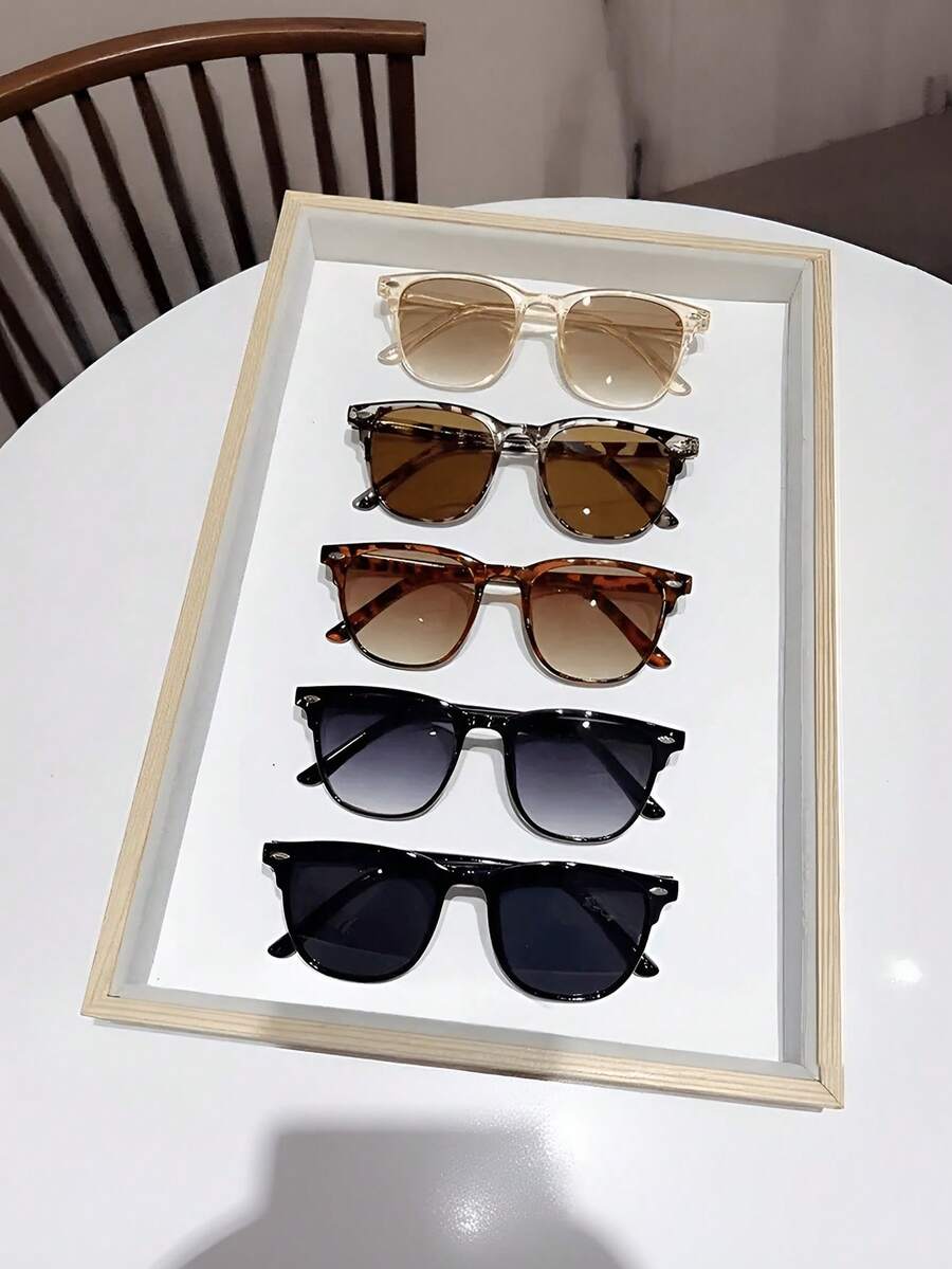 5 Pairs Of Teen Full-Frame Vintage Rice Nail Fashion Glasses Rays Are Versatile, A Gift For Mother's Day - Multicolor - View 1