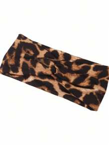 1 Stück extra breites elastisches Stirnband für Damen, Leoparden-Muster Turbankopftuch mit Knoten, Tierprint Haraccessoire für Mädchen, Große Größen Kopftuch für Yoga, Laufen, Training