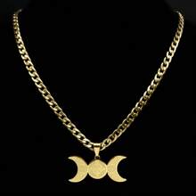 Colar Wicca Lua Crescente Tripla Deusa Bruxa Nó Celta para Mulheres Homens Aço Inoxidável Joia Estética Presente