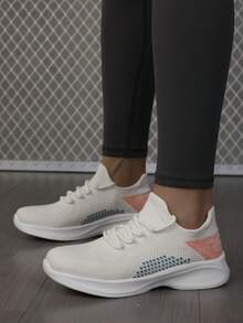 Women's Breathable Running Shoes, Summer Colorblock Casual Sports Sneakers, Knit Mesh Upper Versatile Women Shoes - Multicolor - View 5