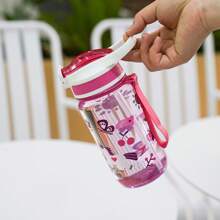 1pc 600ml/21OZ Transparent Cartoon Printed Straw Cup, 3D Anime Design Portable Plastic Water Bottle, Kids Straw Cup, Outdoor Sports Water Bottle, Picnic, Camping, School, Hiking, Travel, Gift