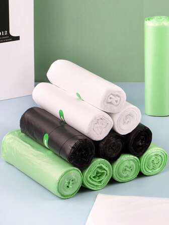 5 Rolls Trash Bags, Thicker For Household Use In Living Room, Bedroom, Kitchen Cleaning And Garbage Sorting