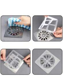 50pcs/30pcs/10pcs/5pcs Disposable Bathroom Sink Hair Catcher, Self-Adhesive Drain Cover, Reusable Shower And Bathtub Hair Catcher, Easy To Install Drain Filter Stickers For Kitchen Sink, Laundry Room, Effectively Block Hair And Prevent Insects, Bathroom Cleaning, Disposable