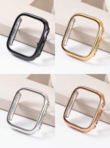Hard Material Electroplated Gold Hollow Frame Protective Frame Compatible With Apple Watch Case Ultra 10 SE 9/8/7/6/5/4/3/2/1 Compatible With Apple Watch Case Smart Watch 40 MM/41mm/42 MM/44 MM/45 MM/46 MM Ultra-Thin Cover Shockproof Bumper Case Leisure Anti-Shock Anti-Scratch Anti-Collision Sensitive Touch ((No Glass) Compatible With IWatch For Woman Men