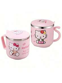 Sanrio 1PC Sanrio Cute Cartoon Hello Kitty 9.47-Ounce Insulated Stainless Steel Coffee Cup With Handle And Lid, Cute , Suitable For Office Or Outdoor Use As A Water Cup, Perfect Gift For Family And Friends,